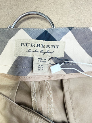 Burberry Beige pleated cuffed tailored shorts, 8