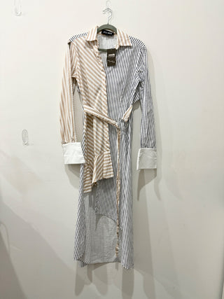 Style Mafia shirt asymmetrical high low striped dress, M