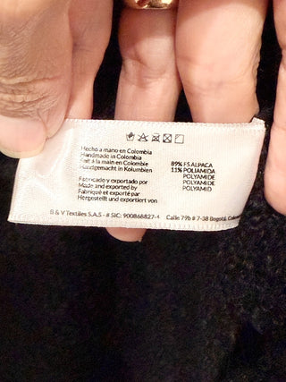 Leda Cozy Handmade Alpaca High Neck Pullover Sweater Black Women's Medium