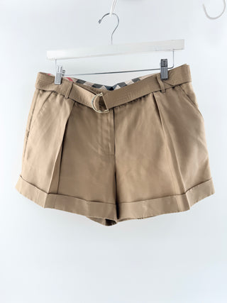 Burberry Beige pleated cuffed tailored shorts, 8