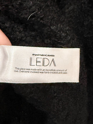 Leda Cozy Handmade Alpaca High Neck Pullover Sweater Black Women's Medium