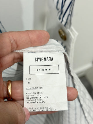 Style Mafia shirt asymmetrical high low striped dress, M