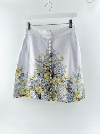Zimmermann White floral buttoned mini skirt, 1