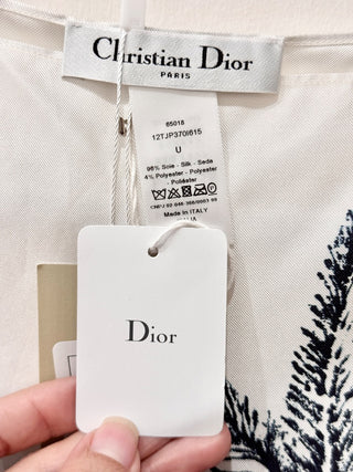 NWT Dior Capes Toile De Jouy Silk Palm Poncho Top Blue  Women's Size U/ one size fits all