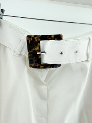Lafayette 148 White belted cropped culotte pants, 4