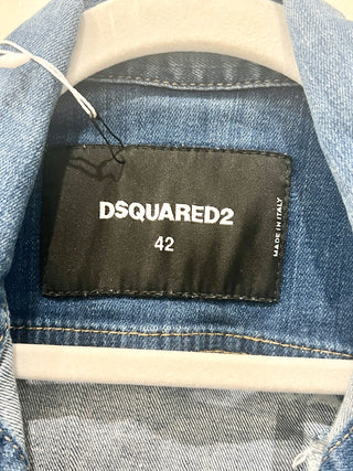 Dsquared2 Distressed Denim Short Jean Jacket Blue Women's Size Women's 42 / XS