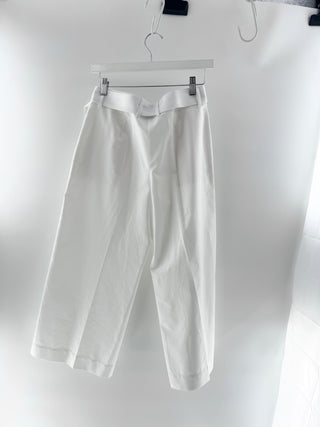 Lafayette 148 White belted cropped culotte pants, 4