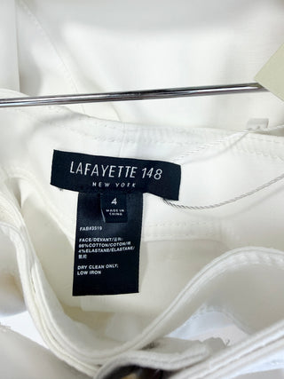 Lafayette 148 White belted cropped culotte pants, 4
