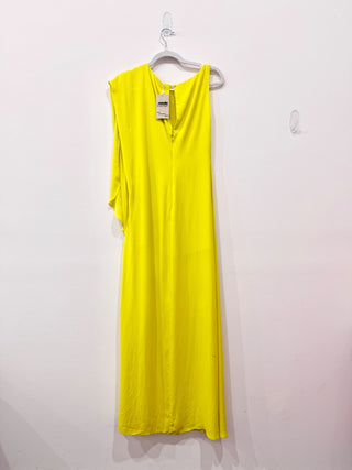 BCBGMaxazria Janus One-Shoulder Slit Formal Long Gown Bright Lime Women's Size 2