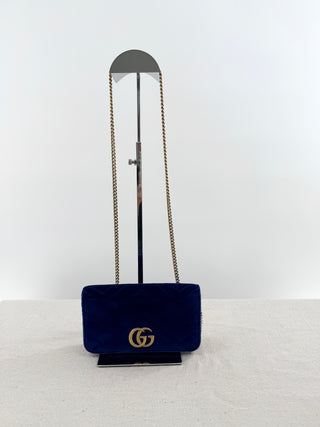 Gucci velvet and leather mini marmont bag