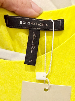 BCBGMaxazria Janus One-Shoulder Slit Formal Long Gown Bright Lime Women's Size 2