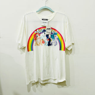 Moschino Rainbow Unicorn Printed Short Sleeve Graphic T-Shirt White Women's M
