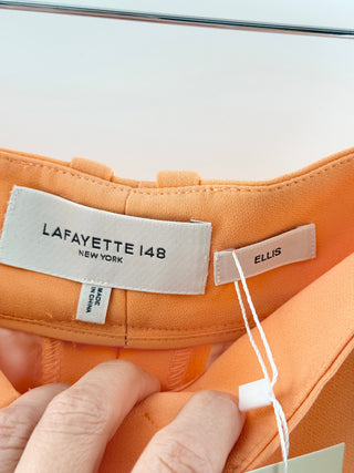 Lafayette 148 Peach pleated cuffed tailored shorts, 4