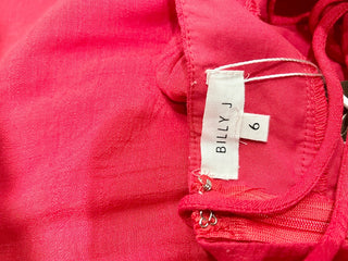 Billy J Galilhai Ruffle V-Neck Side Cutout Maxi Dress Red Women's AUS 6 / US 2