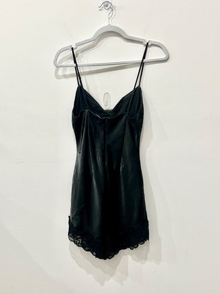 Lovers & FriendsxAnja Dujakovi? Cailey Satin Lace Trim Slip Mini Dress Black XS