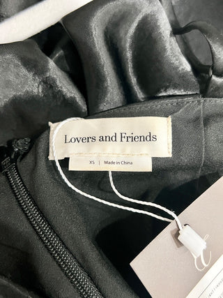 Lovers & FriendsxAnja Dujakovi? Cailey Satin Lace Trim Slip Mini Dress Black XS