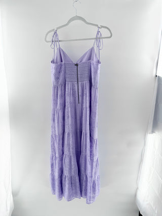 Alice + Olivia Shanti Broderie Anglaise A-Line Midi Dress Lavender Women Size 14