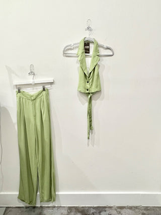 ShowPo set halter neck open back top and pants, US 2