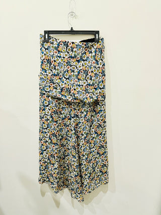 Veronica Beard Lucien Silk Floral Asymmetric Midi-Skirt Blue Multi Womes Size 10