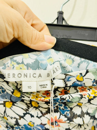 Veronica Beard Lucien Silk Floral Asymmetric Midi-Skirt Blue Multi Womes Size 10