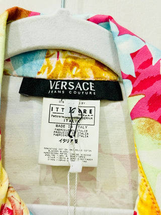 Versace Jeans Couture 3/4 Sleeve Cropped Floral jacket Yellow Multi Womens Small