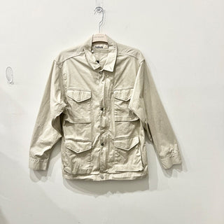 Haikure Canvas Long Sleeve Zip Up Outdoor Utility Field Jacket Beige Mens Medium