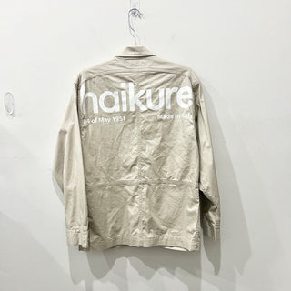 Haikure Canvas Long Sleeve Zip Up Outdoor Utility Field Jacket Beige Mens Medium