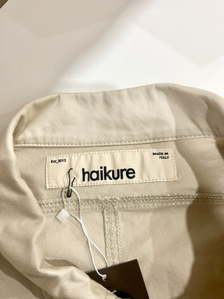 Haikure Canvas Long Sleeve Zip Up Outdoor Utility Field Jacket Beige Mens Medium