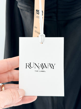 NWT Runaway the Label Elsa Satin Strapless Formal Maxi Dress Black Women's Medium