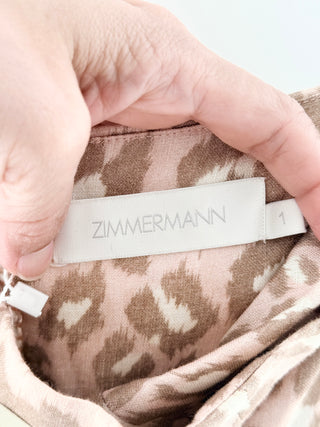 Zimmermann Leopard print linen bustier dress, 1