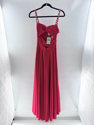 Azulu Fuchsia satin cutout maxi dress, XS