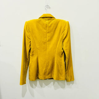 BCBGMaxazria Velvet Long Sleeve Shawl Lapel Blazer Mustard Yellow Women's Small