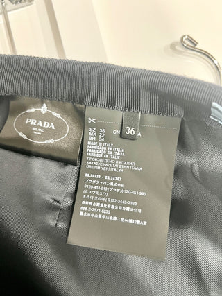 Prada mini skirt wool with front detail, IT 36 / 0 US