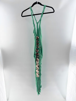 Cult Gaia Green halter hardware maxi dress, S