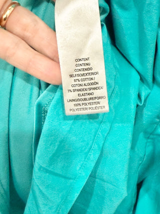 WAYF Sleeveless Gathered Stretch Cotton Skater Mini Dress Aqua Women's Size XS