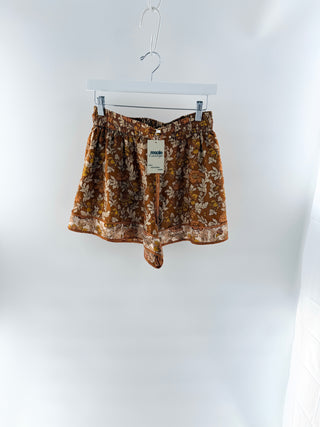 Zimmermann Orange floral silk drawstring shorts, 1