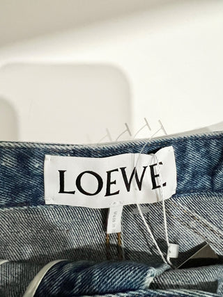 Loewe mini denim skirt with stitched logo, 34 / XS