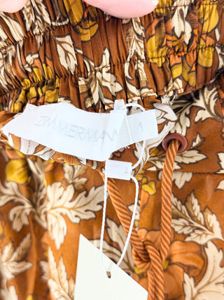 Zimmermann Orange floral silk drawstring shorts, 1