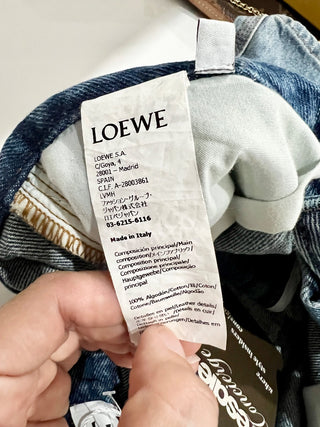 Loewe mini denim skirt with stitched logo, 34 / XS