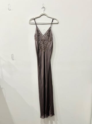 Zara lace hem satin long slip dress, S
