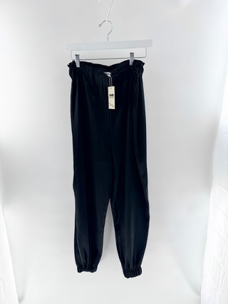 Nonchalant Black high waisted satin joggers, S