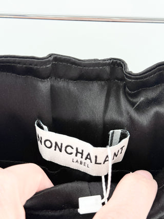 Nonchalant Black high waisted satin joggers, S