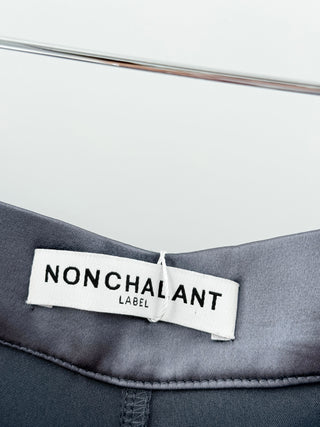 Nonchalant Grey high waisted satin trousers, S