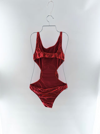 Brigitte Red metallic cutout lips swimsuit, G