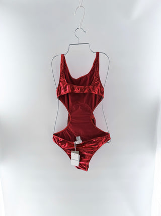 Brigitte Red metallic cutout lips swimsuit, G