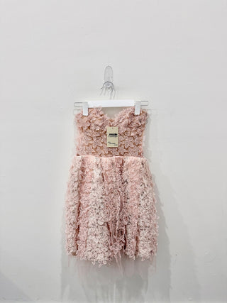 Giambattista Valli X H&M Floral Lace Strapless Sweetheart Mini Dress Pink Women's 4