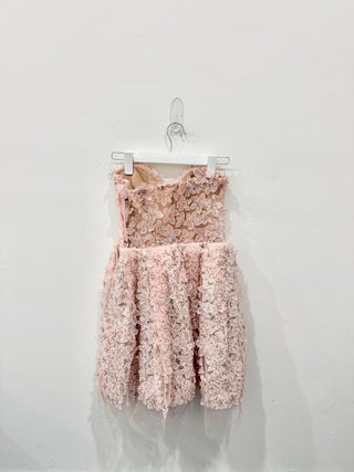 Giambattista Valli X H&M Floral Lace Strapless Sweetheart Mini Dress Pink Women's 4