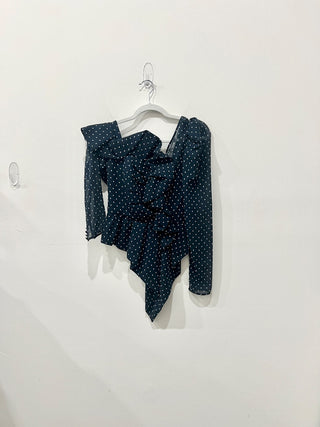 Self Portrait asymmetrical polka dot ruffle top, 2