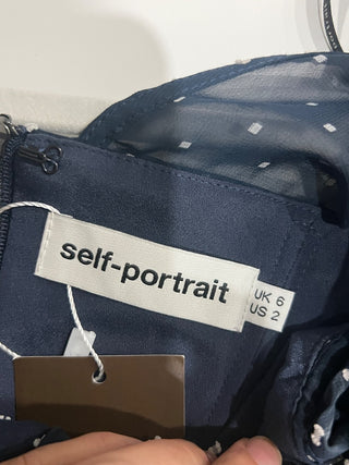 Self Portrait asymmetrical polka dot ruffle top, 2