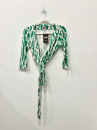 Diane von Furstenberg silk pattern wrap top, 2